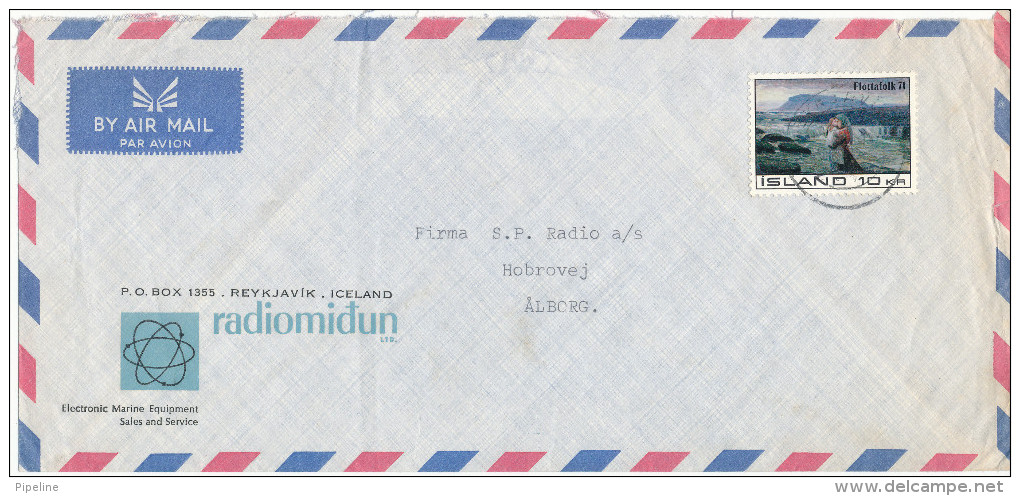 Iceland Air Mail Cover Sent To Denmark Reykjavik 6-4-1971 Single Stamped - Luchtpost