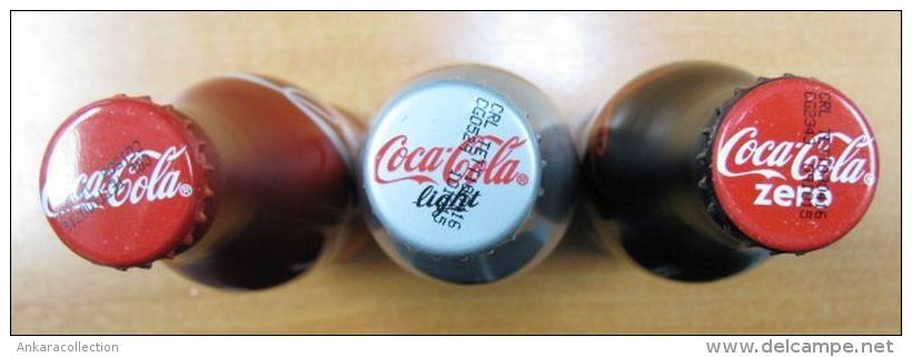 AC - COCA COLA ALUMINUM EMPTY BOTTLES 3 PIECES SET & CROWN CAPS - Botellas