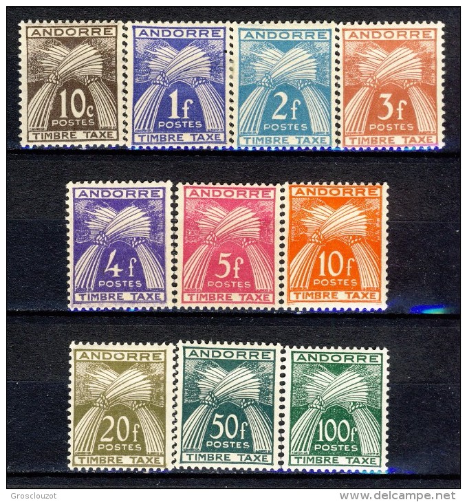 Andorra Timbre Taxe 1946-50 Serie N. 32-41 *MVLH Catalogo € 120 - Nuovi