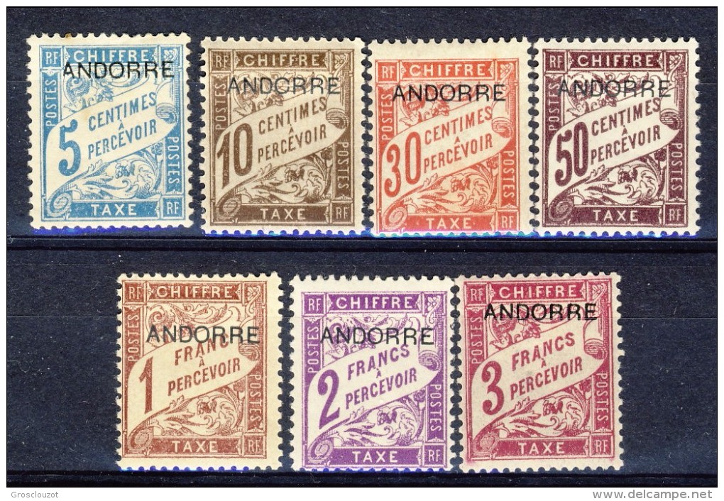 Andorra Timbre Taxe 1931-32 Serie N. 1-4; 6-8 MVLH (manca N. 5) Catalogo € 30 - Ungebraucht