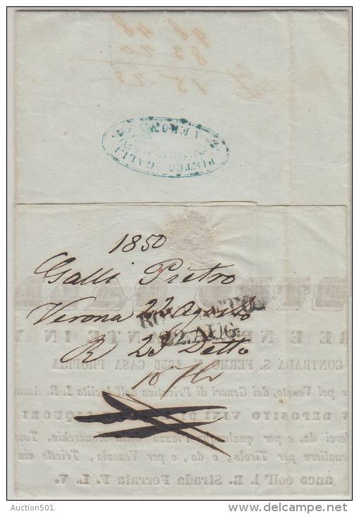 25975 Österreich, 1850, 3 H I, Brief Vom 22. Aug. 1850 Geschrieben VERONA/Venetien Nach ROVEREDO/Südtirol, - Lettres & Documents