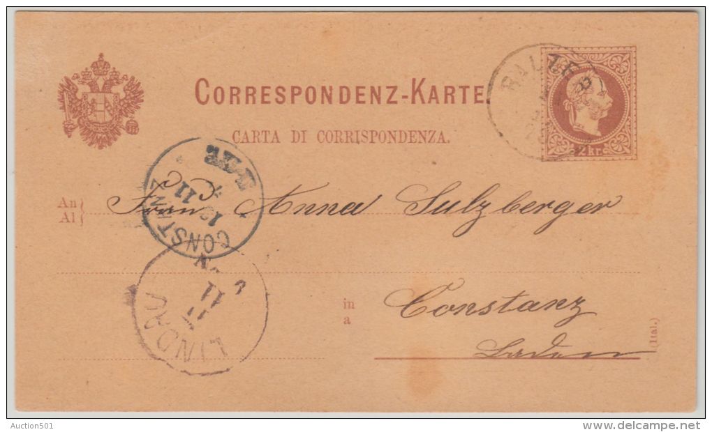 25985  Österreich/Liechtenstein, 1875, BALZERS, 2 Kr/ Korrespondenz-Karte Nach CONSTANZ/DR, Prachterhaltung, FB 500+ - ...-1912 Préphilatélie