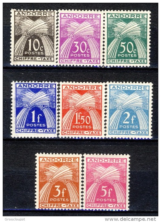 Andorra Chiffre Taxe 1943-46 Lotto Di 8 Bolli Della Serie N. 21-31 ** MNH E * MVLH Catalogo € 14 - Nuovi