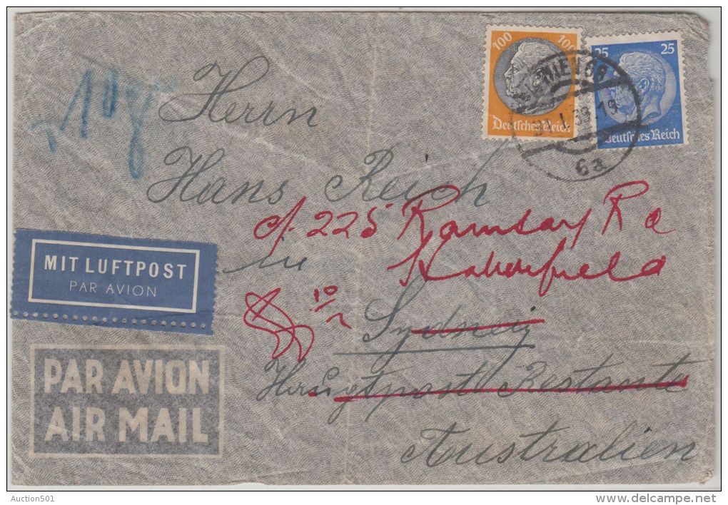 26000  Ostmark, 1939, WIEN, 100 Plg + 25 Pfg., Flugpost-Brief Nach SYDNEY/Australien Zu 10 G., P! - Lettres & Documents