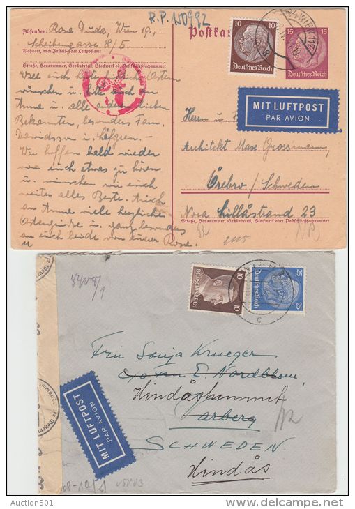 26002  Ostmark, 1941-1943, Lot Flugpost-Belege Nach Schweden (4), Alle P! - GF - Covers & Documents