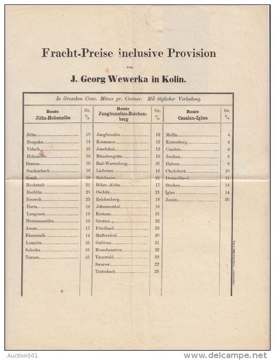 26034  Österreich, 1850, Böhmen, KOLLIN B.H., 15 P, 1 M III Chromgelb, Schleifenteil Auf Drucksache, - Lettres & Documents