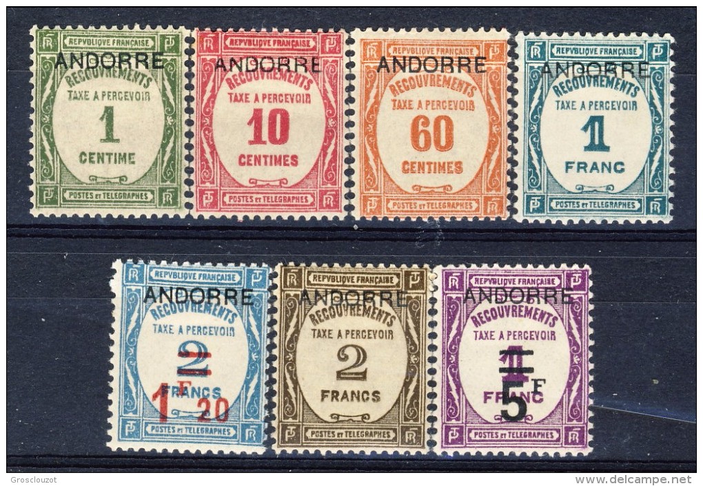 AndorraTimbre Taxe 1931-32 Serie 9-15 Completa * MVLH Catalogo € 625 - Unused Stamps