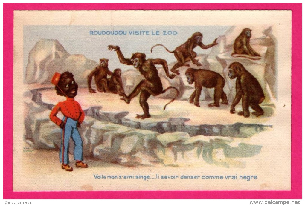 Dessin - Roudoudou Visite Le Zoo - Voilà Mon Z'ami Singe... Nègre - Grands Magasins De La Samaritaine - HENRI MEYER Fils - Monos