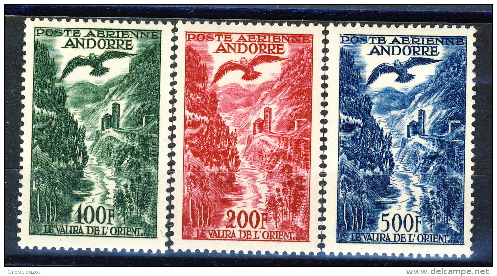 Andorra 1955-57 Posta Aerea Serie N. 2-4 * MVLH Catalogo € 75 - Posta Aerea