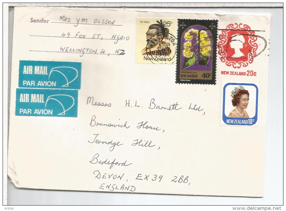 NUEVA ZELANDA WELLINGTON ENTERO POSTAL SELLO NAVIDAD MAT KIWI AVE - Postal Stationery