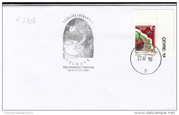 3361FM- ENVIRONEMENT PROTECTION STAMP, HEALTHY SMILE SPECIAL POSTMARK ON COVER, 2010, TURKEY - Covers & Documents