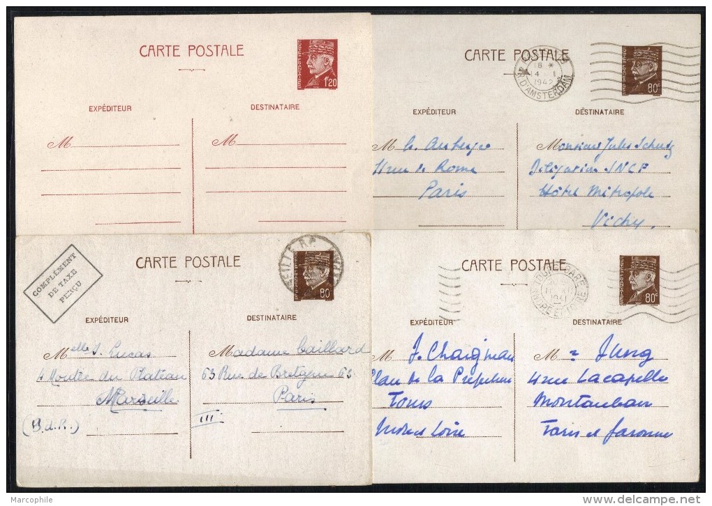TYPE PETAIN / 4 ENTIERS POSTAUX - 3 OBLITERES & 1 NEUF (ref 3017) - Collections & Lots: Stationery & PAP