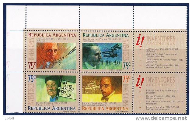 ARGENTINE 1994         Sciences      Inventeurs    - Inventors   4v. - Neufs