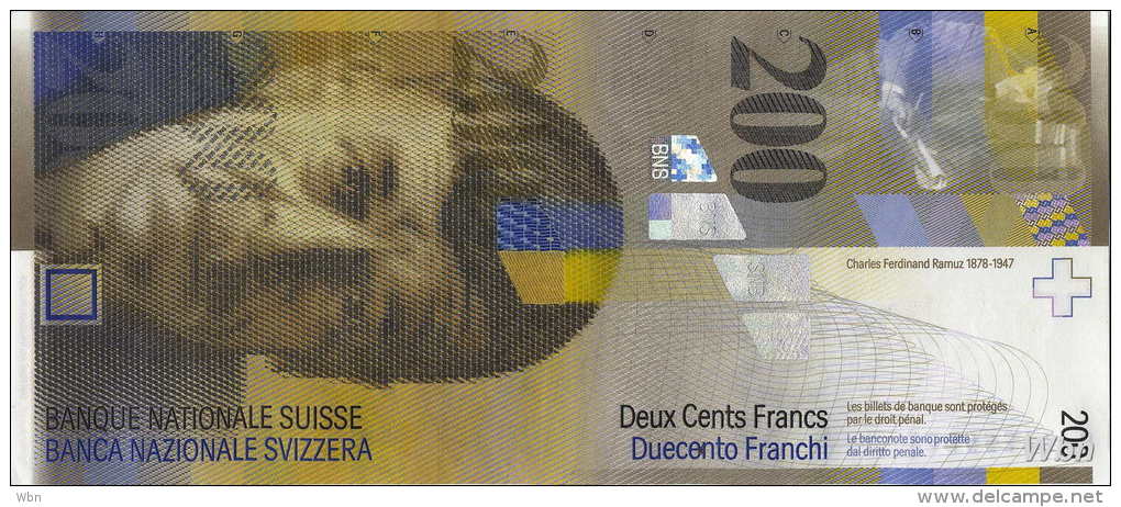 Switzerland 200 Francs (P73) 2013 -UNC- - Suiza