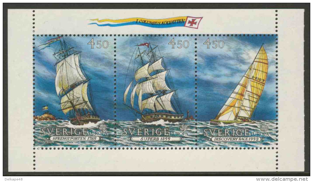 Sweden Sverige 1992 Mi 1709 /11 YT 1691 3 ** Frigate, Brig, Yacht / Segelschiffe, Segelyacht / Voiliers - Barche