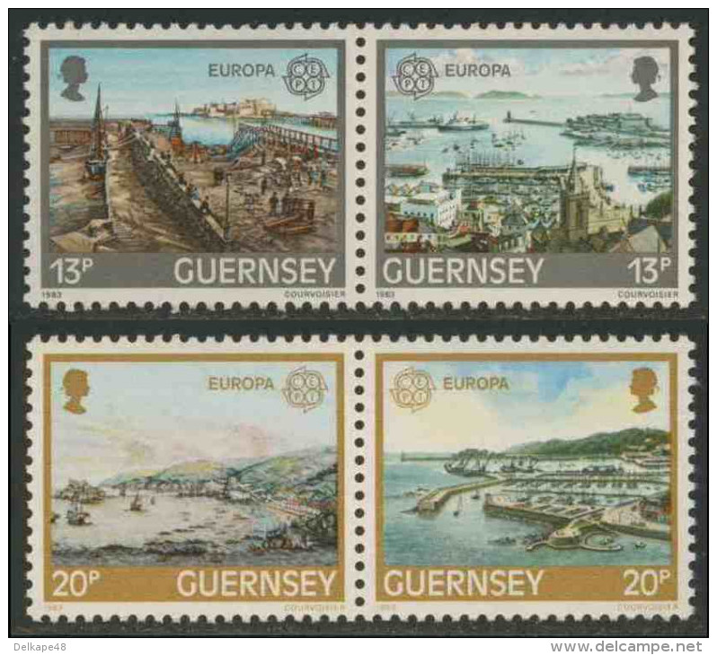 Guernsey 1983 Mi 265 /6 + 267 /8 ** Development St. Peter Port Harbour / Hafen, Küste, Hafenanlage - Andere(Zee)