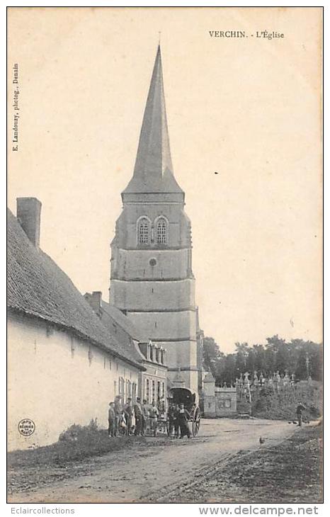 Verchin    62    Le Clocher Tordu, L'Eglise, Le Cimetière; Attelage - Other & Unclassified