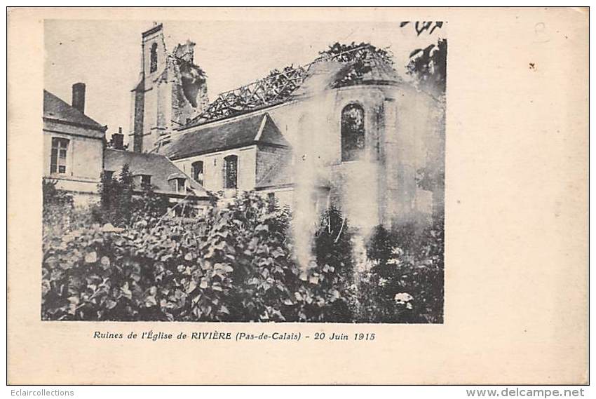 Rivière       62      Ruines De L'Eglise. Guerre 14/18 - Other & Unclassified