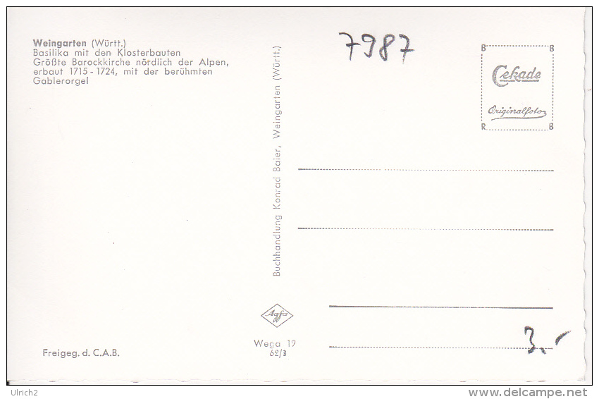 AK Weingarten - Württemberg - Basilika Mit Den Klosterbauten - Luftbild (21074) - Ravensburg