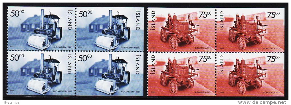 2000. Historical Cars  50 + 75 Kr. 4-Block.  (Michel: 949-950) - JF191859 - Used Stamps