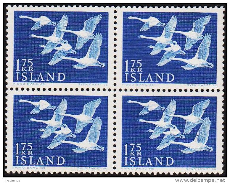 1956. Northern Countries Issue. Nordens Dag. Whooper Swans. 1,75 Kr. 4-Block. (Michel: 313) - JF191819 - Used Stamps