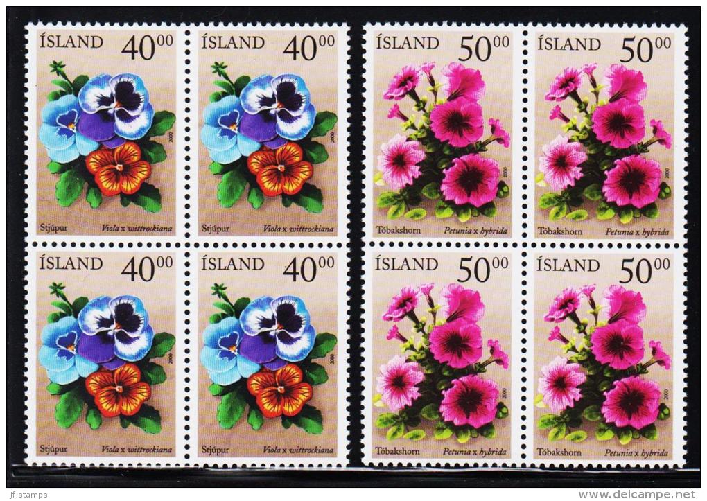 2000. Flowers. 40 + 50 Kr. 4-Block.  (Michel: 958-959) - JF191863 - Used Stamps