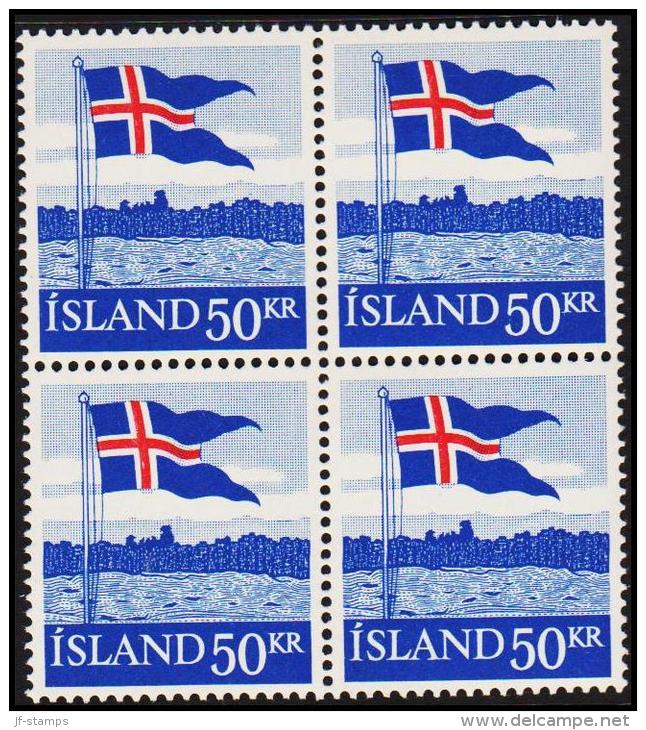 1958. Flag. 50 Kr. 4-Block. (Michel: 328) - JF191828 - Gebruikt