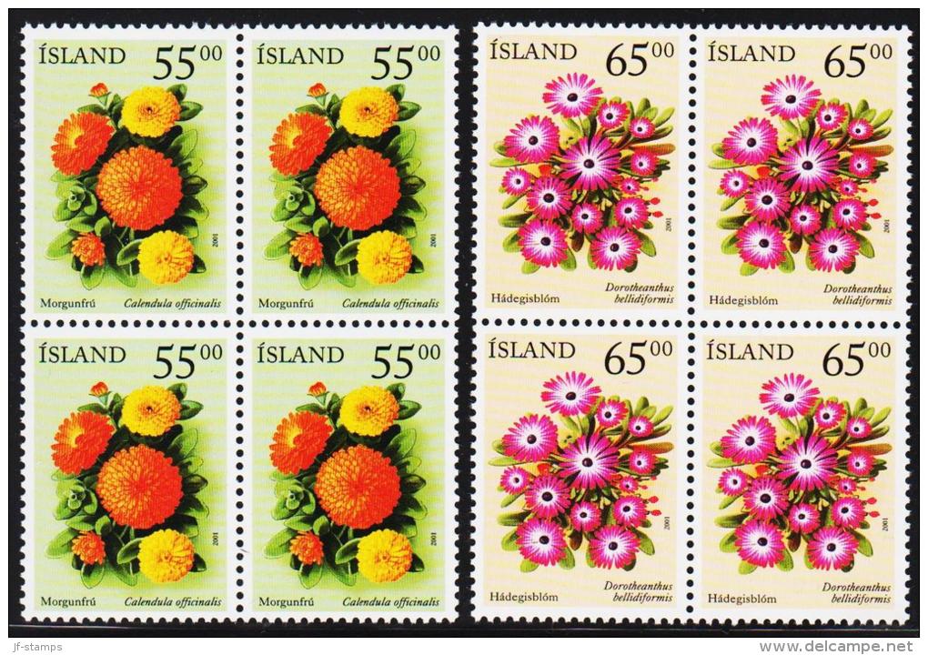 2001 Summer Flowers  55 + 65 Kr. 4-Block.  (Michel: 974-975) - JF191854 - Oblitérés