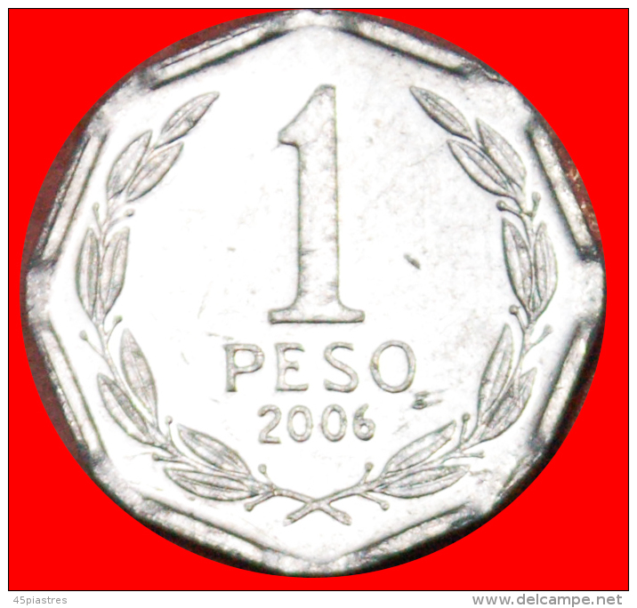 * OCTAGONAL  O'Higgins (1778-1842): CHILE ★ 1 PESO 2006! MINT LUSTRE! LOW START ★ NO RESERVE!!! - Chili