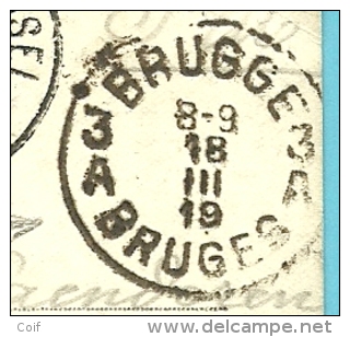 Kaart Met Stempel BRUGGE 3A (noodstempel) Naar Etterbeek, Stempel BRUXELLES En Doorveerzonden ROUSBRUGGE-HARINGHE - Foruna (1919)