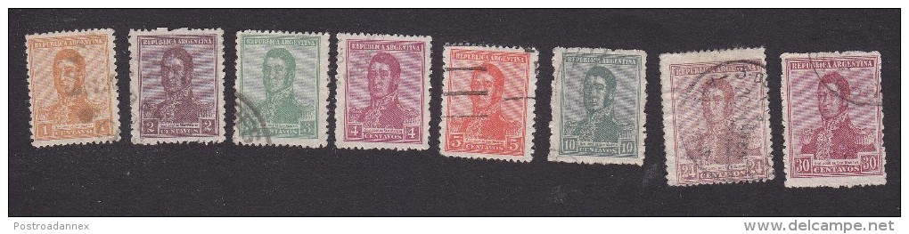 Argentina, Scott #249-254, 257-258, Used, Jose De San Martin, Issued 1918 - Usati