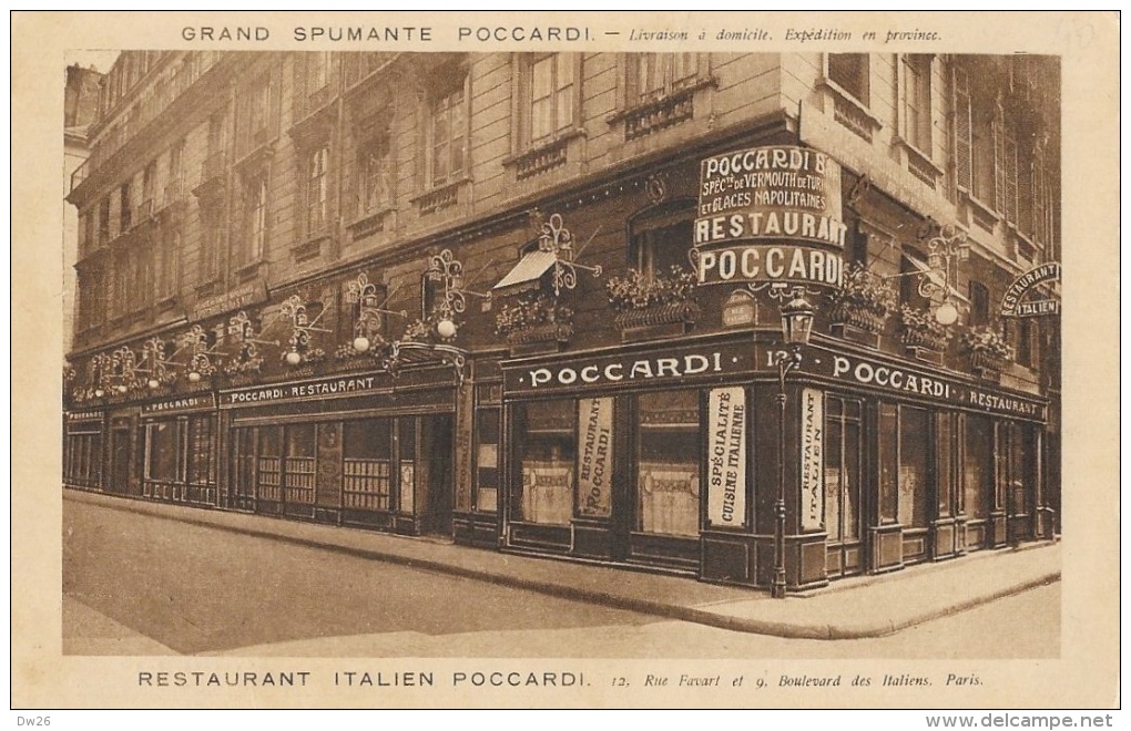 Restaurant Italien Poccardi - Grand Spumante Poccardi - Paris, Rue Favart - Edition Devambez - Restaurants