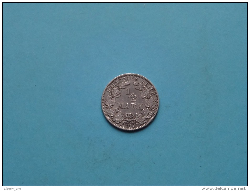 1913 D - 1/2 Mark / KM 17 ( Uncleaned Coin / For Grade, Please See Photo ) !! - 1/2 Mark