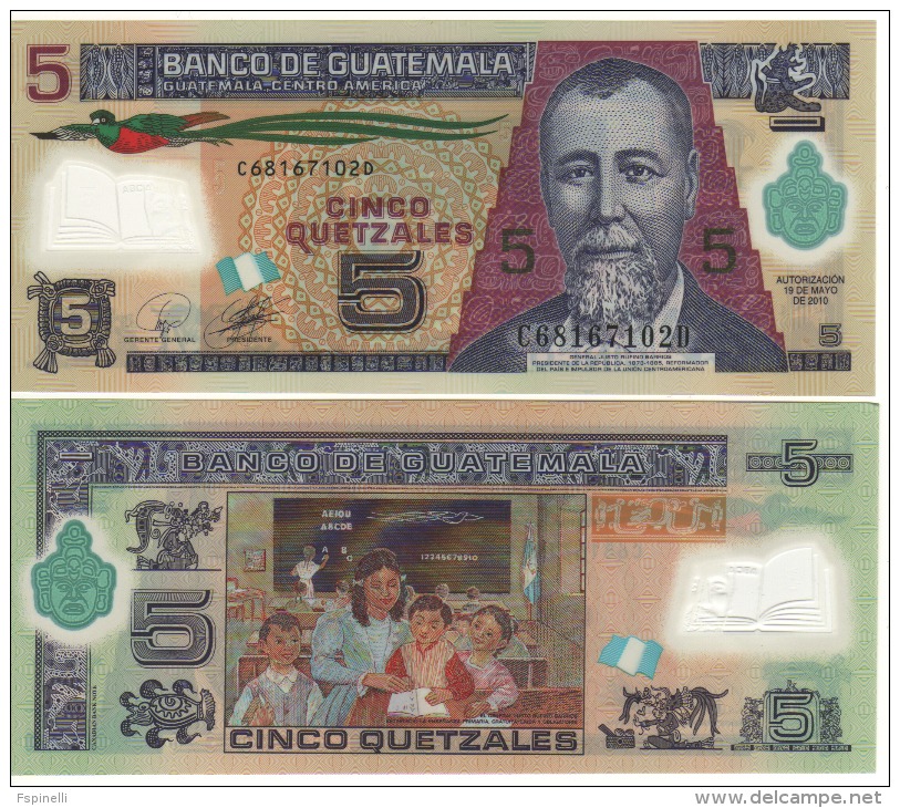 GUATEMALA  5 Quetzales   Polimer    P122a    19.5.2010   UNC - Guatemala