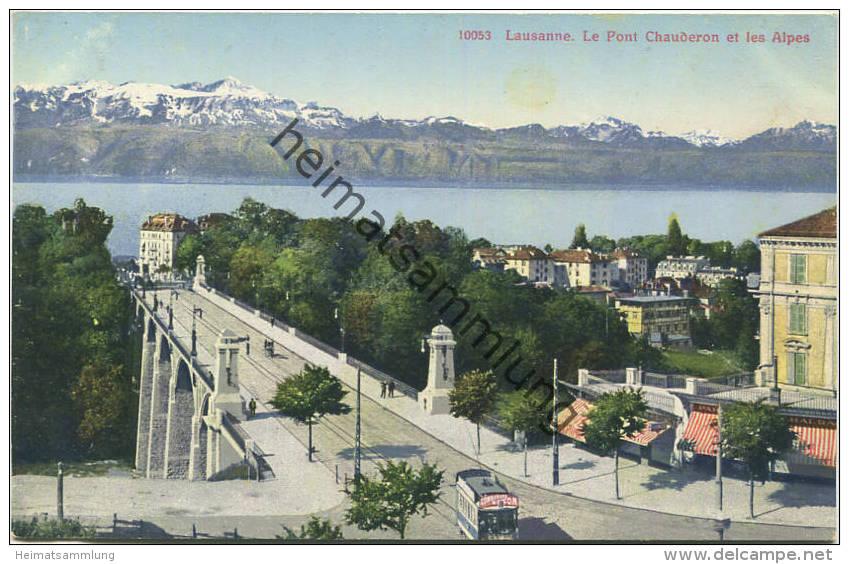 Lausanne - Le Pont Chauderon Et Les Alpes - Strassenbahn - Edition Perrochet & David La Chaux-de-Fonds Lausanne - La Chaux