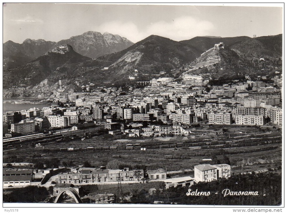 Campania-salerno Veduta Panoramica Stazione Ferroviaria E Scalo Ferroviario Anni 50/60 - Salerno