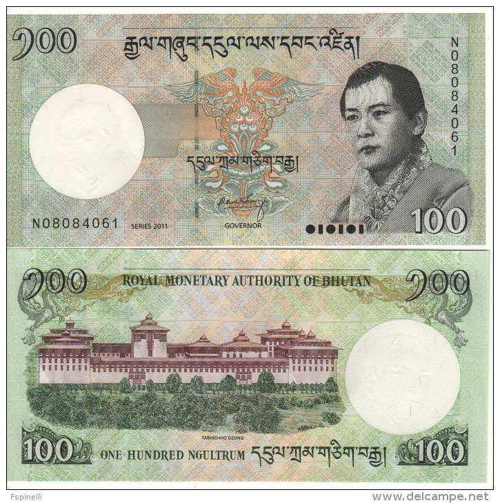 BHUTAN  100 Ngultrum  P32b  DATED 2011    UNC - Bhután