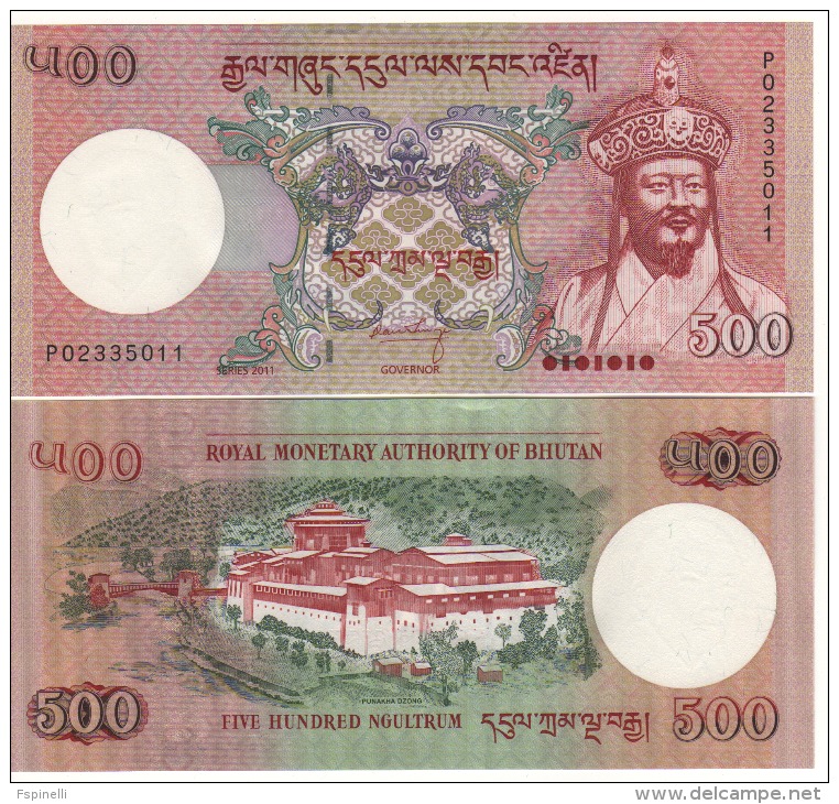 BHUTAN  500 Ngultrum  P33b  DATED 2011    UNC - Bhutan