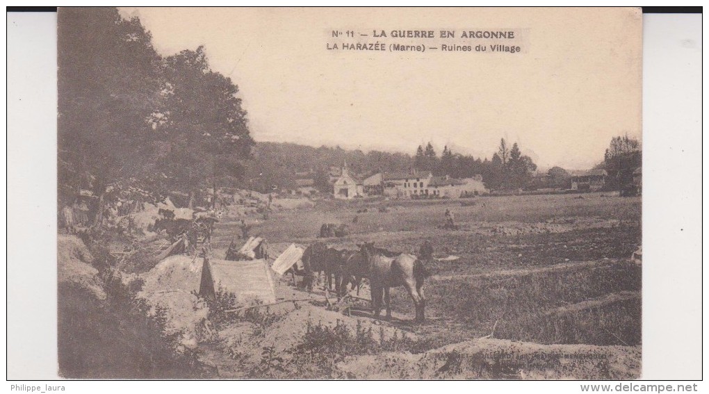 La Harazee - Ruines Du Village - La Guerre En Argonne - CPA  2 Scan - Otros & Sin Clasificación