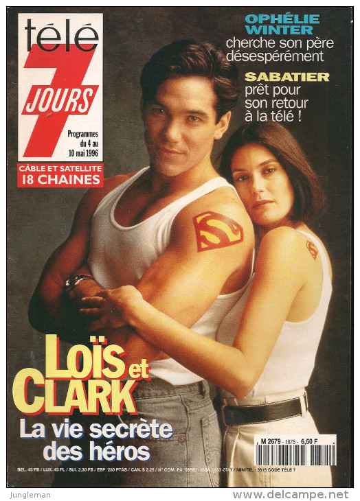 Télé 7 Jours N° 1875 - Semaine Du 4 Au 10 Mai 1996 - Superman, Loïs & Clark, Patrick Sabatier, Ophélie Winter, La Scala - 1950 - Heute