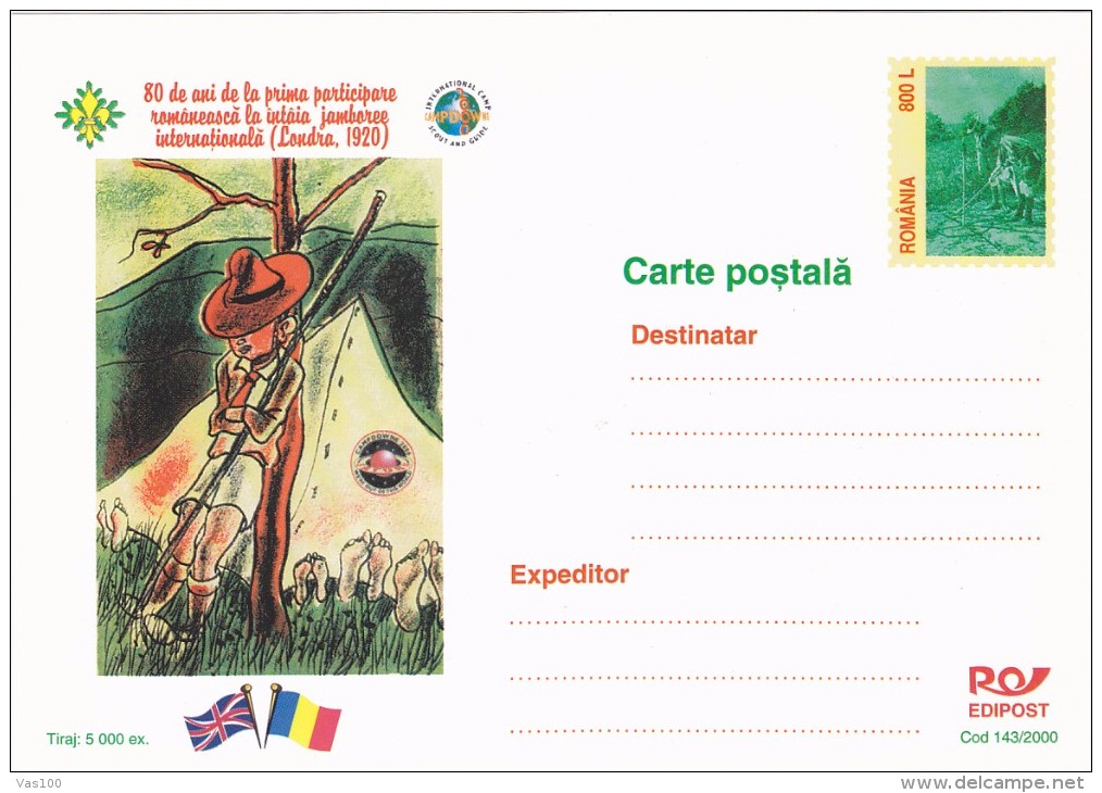 SCOUTING JAMBOREE, SCOUTS, POSTCARD, LUXURY EDITION, 2000, ROMANIA. - Scoutisme