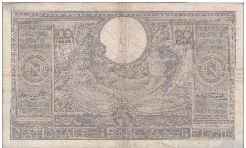 Banque Nationale De  BELGIQUE   20 BELGAS  1934. - 100 Francs & 100 Francs-20 Belgas