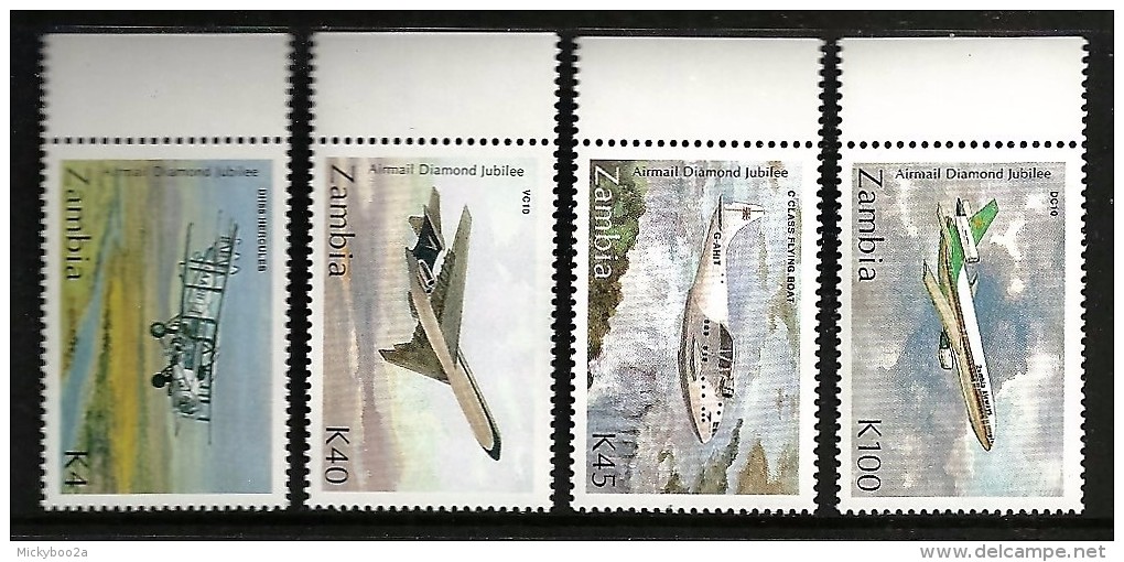 ZAMBIA 1992 AIRCRAFT AVIATION 60TH ANNIVERSARY OF AIRMAIL SERVICE SET MNH - Zambie (1965-...)