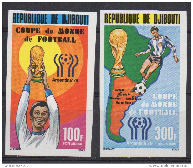 Djibouti Dschibuti 1978 IMPERF NON DENTELE Mi. 220-221 FIFA World Cup WM Coupe Monde Argentine Soccer Football Fussball - Dschibuti (1977-...)