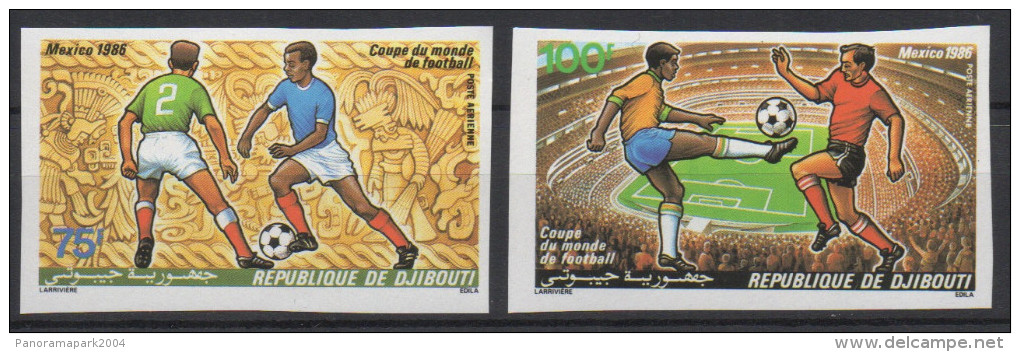 Djibouti Dschibuti 1986 IMPERF NON DENTELE Mi. 461-462 FIFA World Cup WM Coupe Monde Mexico Soccer Football Fussball - Djibouti (1977-...)