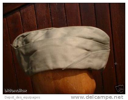 39/45  U.S.A.     WW2      CALOT ETE BEIGE + GRANDE TAILLE   CAP GARRISON - Casques & Coiffures