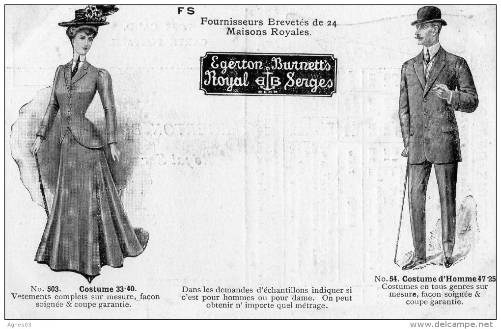 EGERTON  BURNETT , LTD  A  WELLINGTON - Angleterre  -costumes Pour Homme Ou Dame , Bonneterie - Advertising