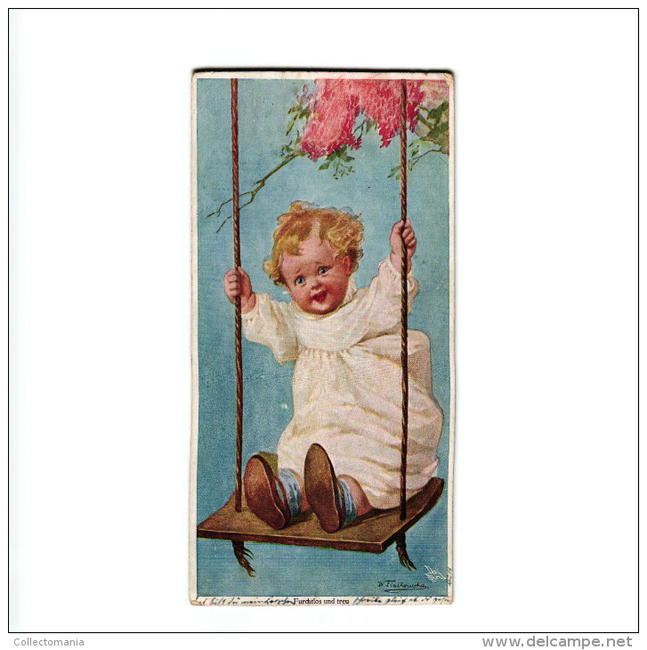 2Postcards Wally Fialkowska Swing Unter Duftende Zweigen Baby Girl - Fialkowska, Wally