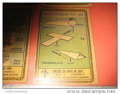 6 Boy Scout trade Cards SET 11 compl. Advertising 1957 air scouts signals flags vlaggen drapeaux trics