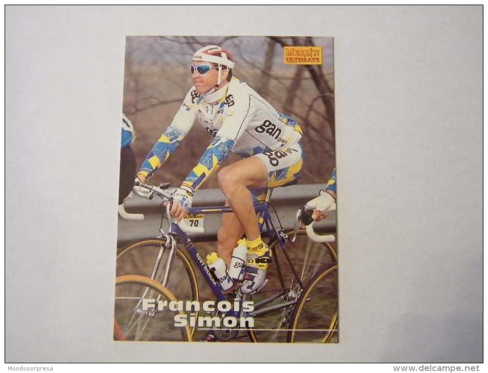 FIGURINA TIPO CARDS MERLIN ULTIMATE, CICLISMO, 1996,  CARD´S N° 155 FRANçOIS SIMON - Ciclismo